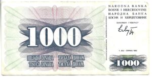 BOSNIA 1000 DINAR 1992