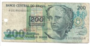 BRASIL 200 CRUZADOS NOVOS 1990 RESELLADO