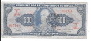 BRASIL 500 CRUZEIROS 1964 RESELLADO