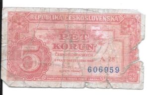 CHECOSLOVAQUIA 5 CORONAS 1948