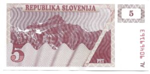 ESLOVENIA 5 TOLAR 1992 SIN CIRCULAR