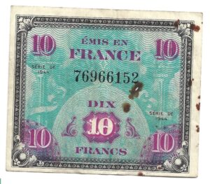 FRANCIA 10 FRANCOS 1944