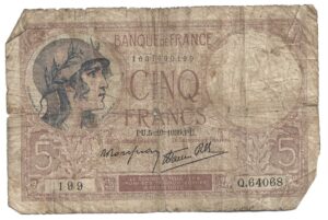 FRANCIA 5 FRANCOS 1939