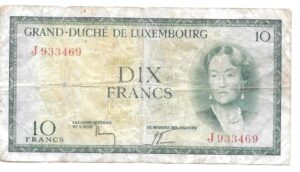 LUXEMBURGO 10 FRANCOS 1954
