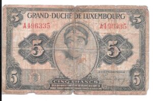 LUXEMBURGO 5 FRANCOS 1944