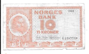 NORUEGA 10 CORONAS 1969