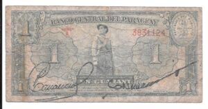 PARAGUAY 1 GUARANÍ 1952 FIRMADO A MANO