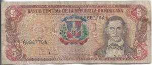 REPÚBLICA DOMINICANA 5 PESOS 1998