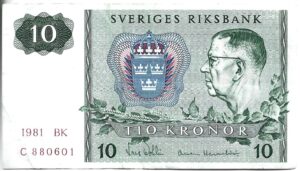 SUECIA 10 CORONAS 1981