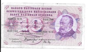 SUIZA 10 FRANCOS 1972