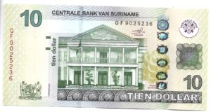SURINAM 10 DÓLARES 2019 SIN CIRCULAR