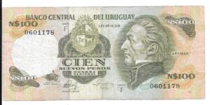 URUGUAY  100 NUEVOS PESOS 1985