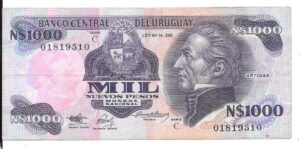 URUGUAY  1000 NUEVOS PESOS 1987