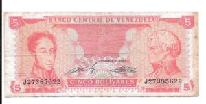 VENEZUELA 5 BOLÍVARES 1989 SIN CIRCULAR