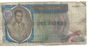 ZAIRE 10 ZAIRES 1972