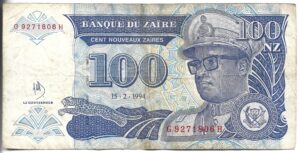 ZAIRE 100 ZAIRES 1994