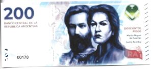 ARGENTINA BILLETE FANTASÍA GÜEMES Y JUANA AZURDUY 200 PESOS