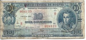 BOLIVIA 10 PESOS BOLIVIANOS 1945
