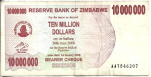 ZIMBABWE 10.000.000 DÓLARES 2008 BEARER CHEQUE