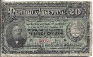 ARGENTINA 20 CENTAVOS FRACCIONARIOS 1890