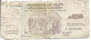 ARGENTINA 0,50 AUSTRALES BONO JUJUY