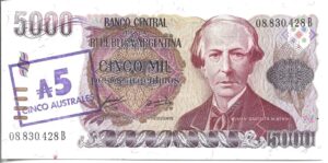 ARGENTINA 5000 PESOS ARGENTINOS RESELLADO