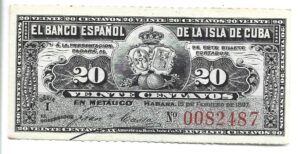 CUBA 20 CENTAVOS 1897