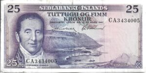 ISLANDIA 25 KRONUR 1961