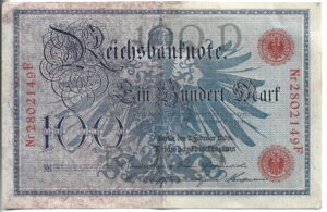 ALEMANIA 100 MARCOS 1908 SELLO ROJO