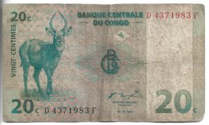 CONGO 20 CENTAVOS 1997