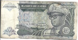 ZAIRE 100.000 ZAIRES 1992