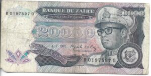 ZAIRE 20.000 ZAIRES 1991