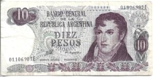 ARGENTINA 10 PESOS SIN LEYENDA TIRADA CORTA