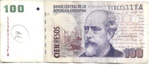 ARGENTINA 100 PESOS CONVERTIBLES ROCA TRINUMERAL