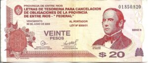 ARGENTINA 20 FEDERALES BONO ENTRE RÍOS