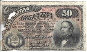 ARGENTINA 50 CENTAVOS FRACCIONARIOS 1884