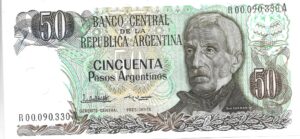 ARGENTINA 50 PESOS ARGENTINOS REPOSICIÓN SIN CIRCULAR TRINUMERAL