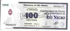 ARGENTINA 100 PESOS BONO RÍO NEGRO 1995