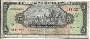 EL SALVADOR 5 COLONES 1988