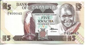 ZAMBIA 5 KWACHA 1987 SIN CIRCULAR