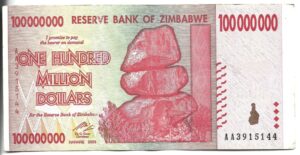 ZIMBABWE 100.000.000 DÓLARES 2008