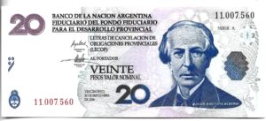 ARGENTINA 20 LECOP LEYENDA MODIFICATORIO SIN CIRCULAR