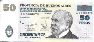 ARGENTINA BONO 50 PATACONES SIN CIRCULAR