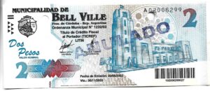 ARGENTINA MUNICIPALIDAD DE BELL VILLE 2 PESOS 2002